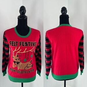 Mighty Fine Red Green Holiday Christmas Ugly Sweater (M)